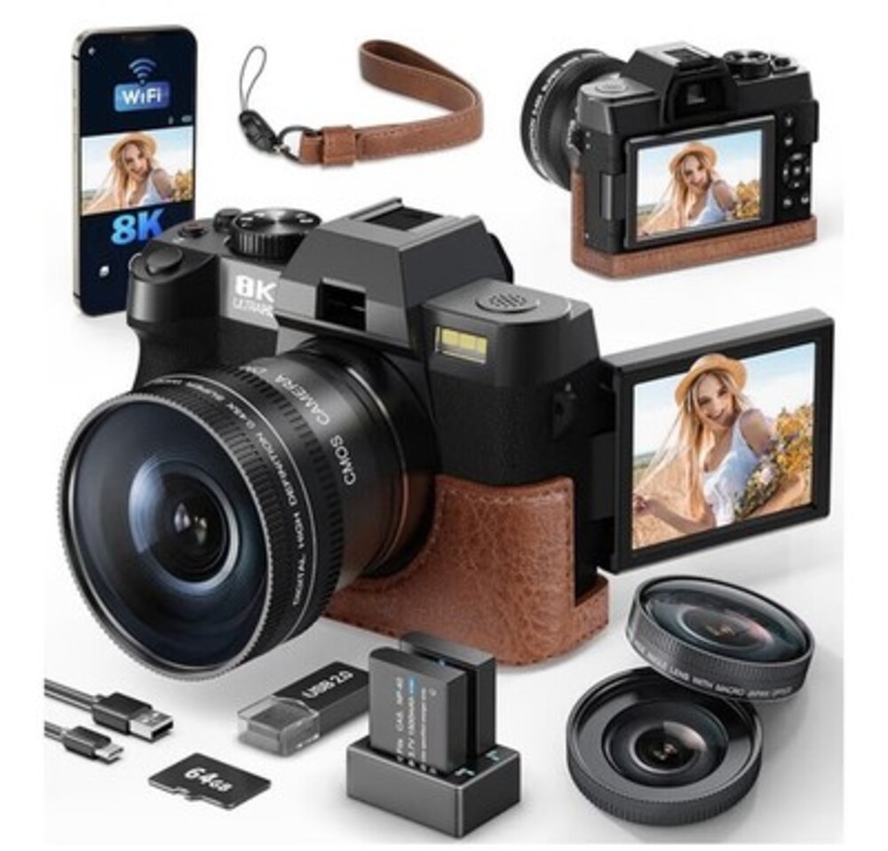 New in Box 8K&64MP Digital Cameras,16X Zoom, WiFi, 180° Flip Screen, Autofocus